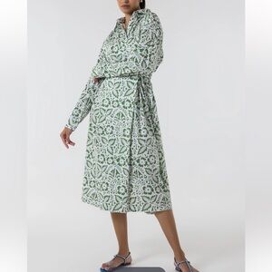 Sana Safinaz WESST Stitched Multi Wrap Dress Green & White Floral Collared Sz M‎